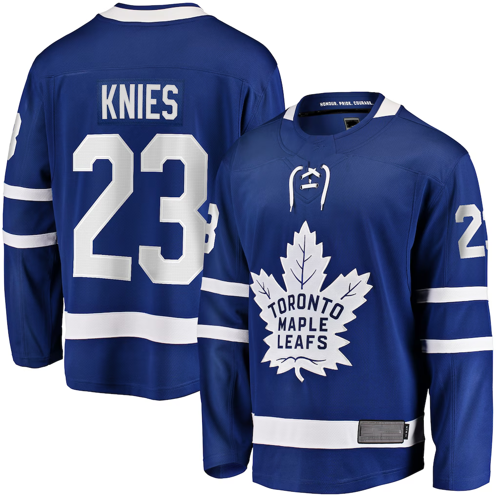 CAdoa T.Maple Leafs #23 Matthew Knies Blue Home Premier Breakaway Player Jerseys