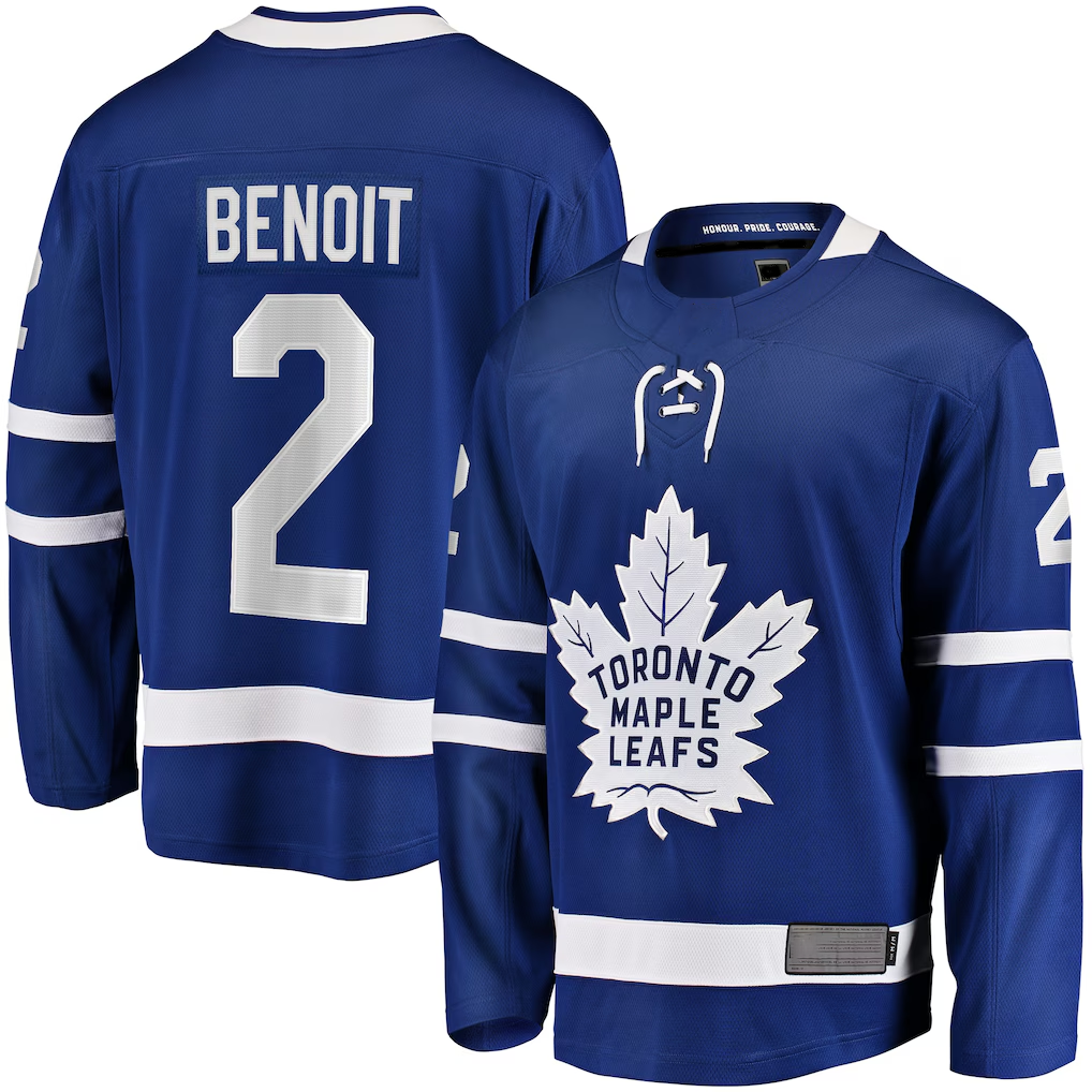 CAdoa T.Maple Leafs #2 Simon Benoit Blue Home Premier Breakaway Player Jerseys
