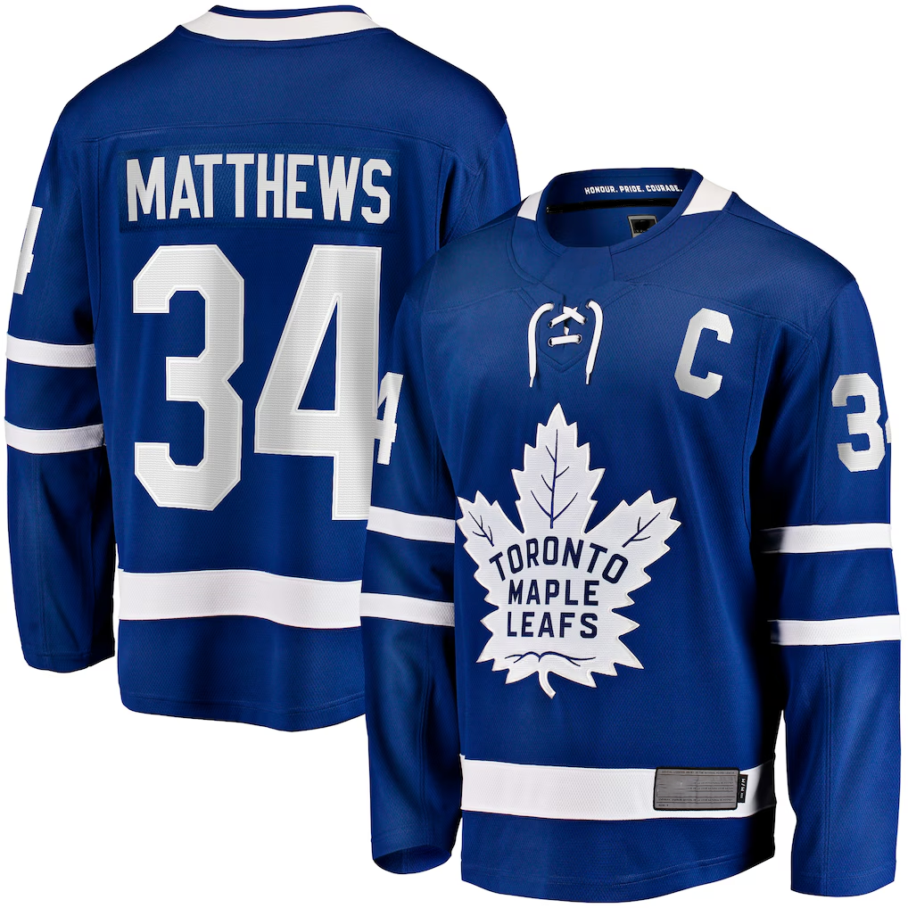 CAdoa T.Maple Leafs #34 Auston Matthews Blue Captain Patch Home Breakaway Player Jerseys