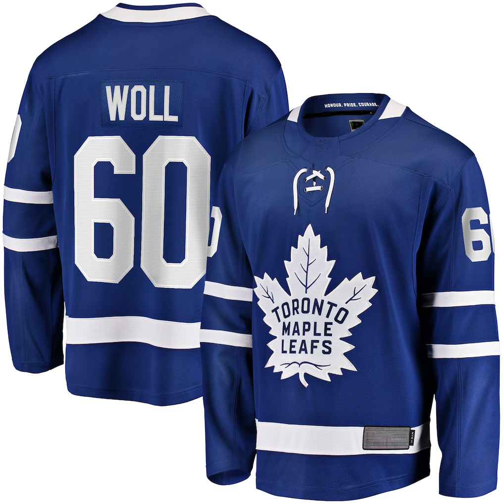 CAdoa T.Maple Leafs #60 Joseph Woll Blue Home Premier Breakaway Player Jerseys