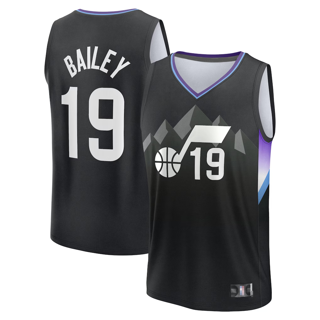 CAdoa U.Jazz #19 Ace Bailey Fanatics Black 2025 Draft First Round Pick Fast Break Replica Jerseys - Statement Edition