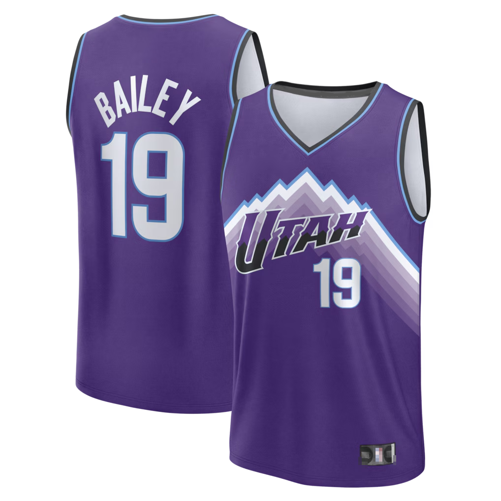 CAdoa U.Jazz #19 Ace Bailey Fanatics Purple Fast Break Replica Jerseys - Icon Edition
