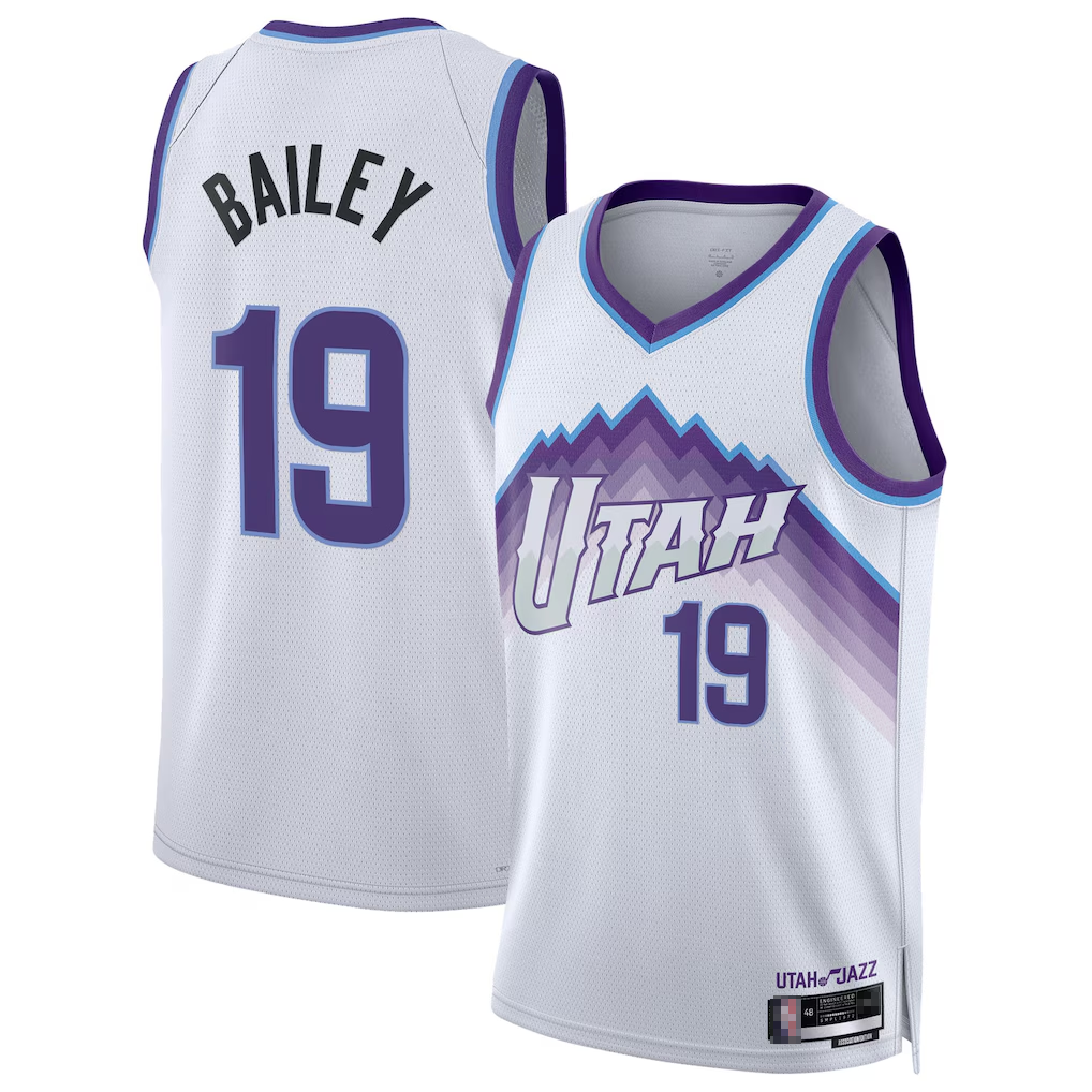 CAdoa U.Jazz #19 Ace Bailey White Swingman Jerseys- Association Edition