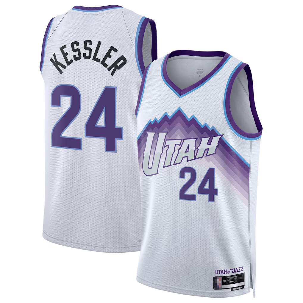 CAdoa U.Jazz #24 Walker Kessler White Swingman Jerseys - Association Editio