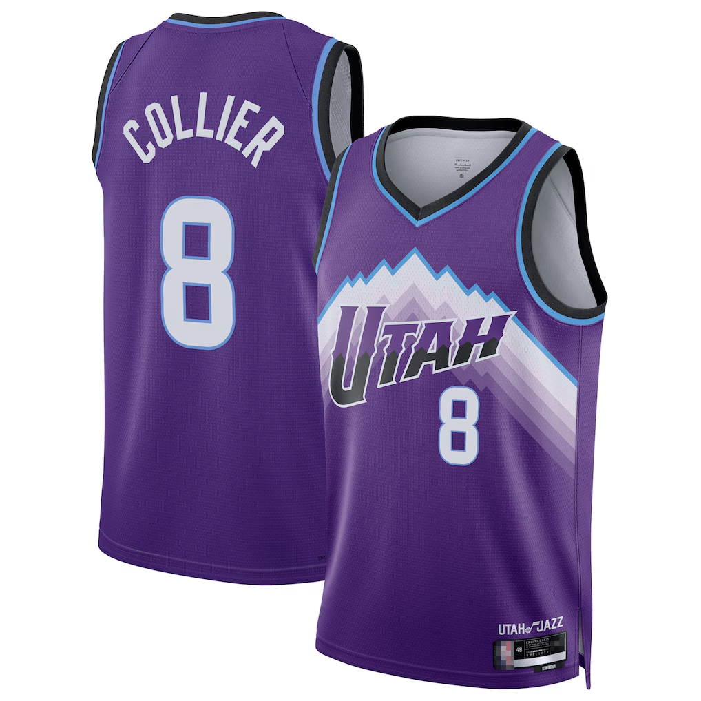 CAdoa U.Jazz #8 Isaiah Collier Purple Swingman Jerseys - Icon Edition