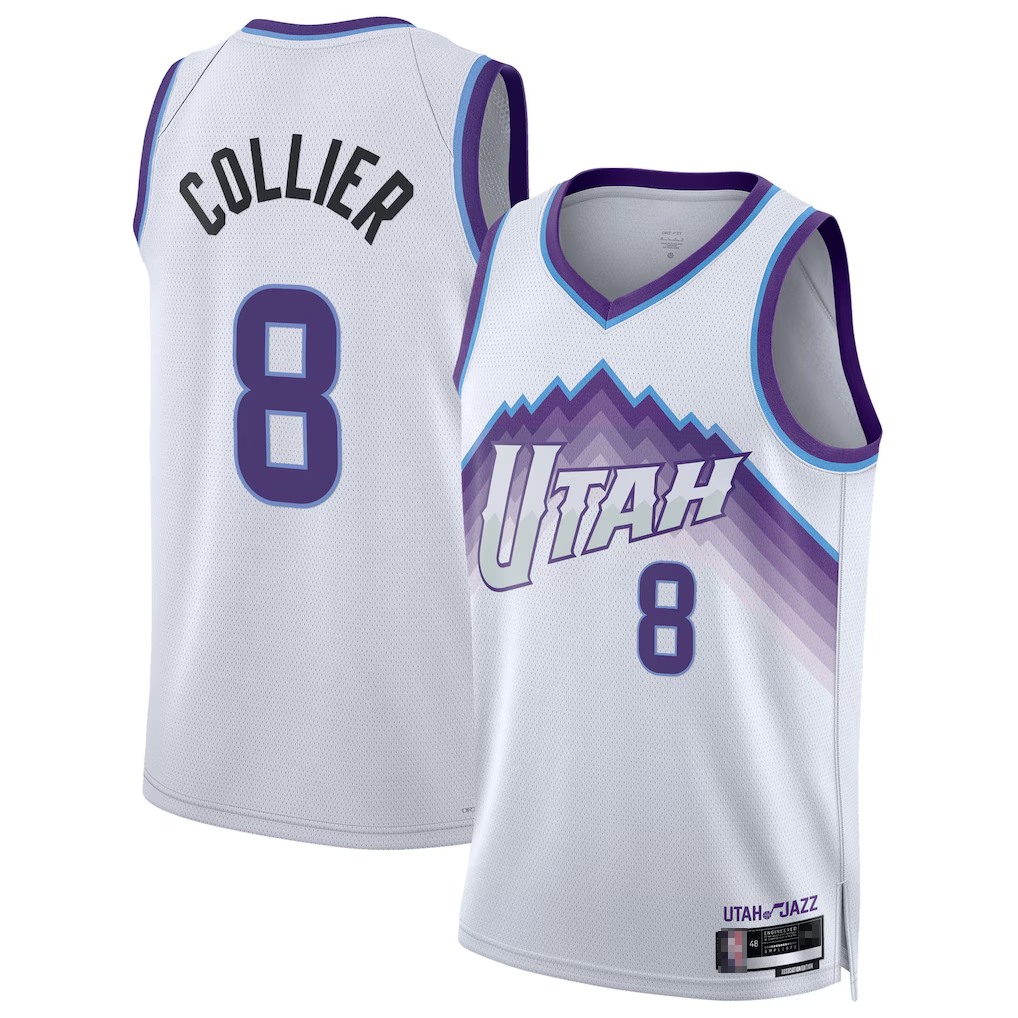 CAdoa U.Jazz #8 Isaiah Collier White Swingman Jerseys - Association Edition