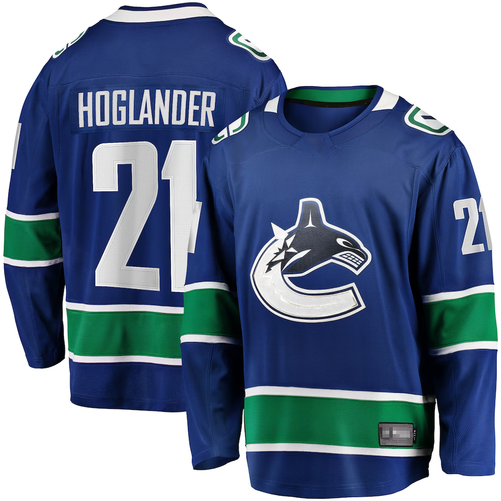 CAdoa V.Canucks #21 Nils Hoglander Blue Home Premier Breakaway Player Jerseys