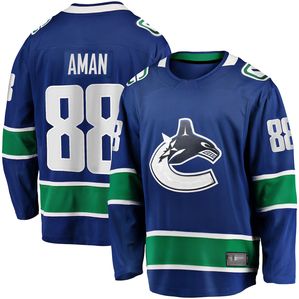 CAdoa V.Canucks #88 Nils Aman Blue Home Premier Breakaway Player Jerseys