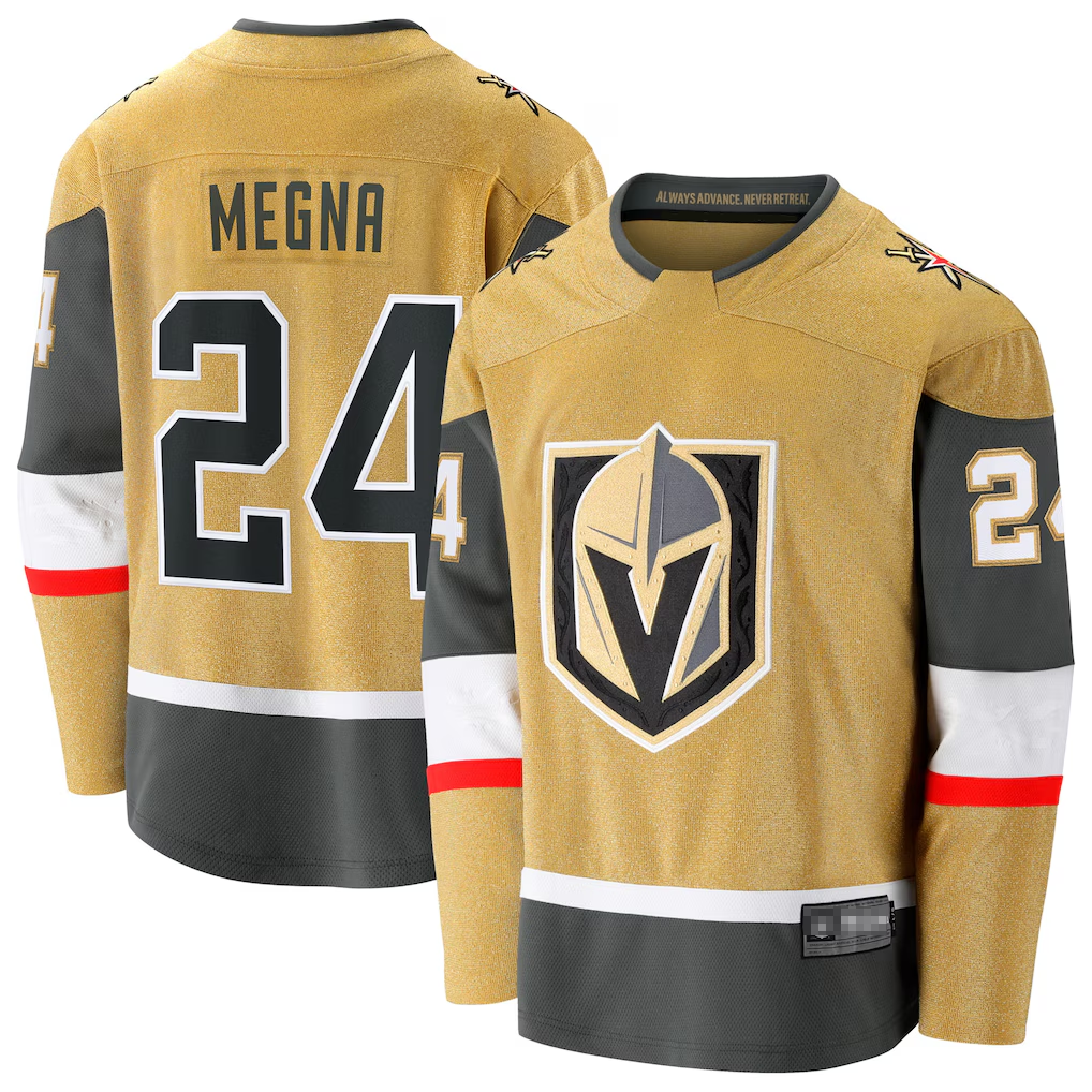 CAdoa V.Golden Knights #24 Jaycob Megna Gold Home Breakaway Jerseys