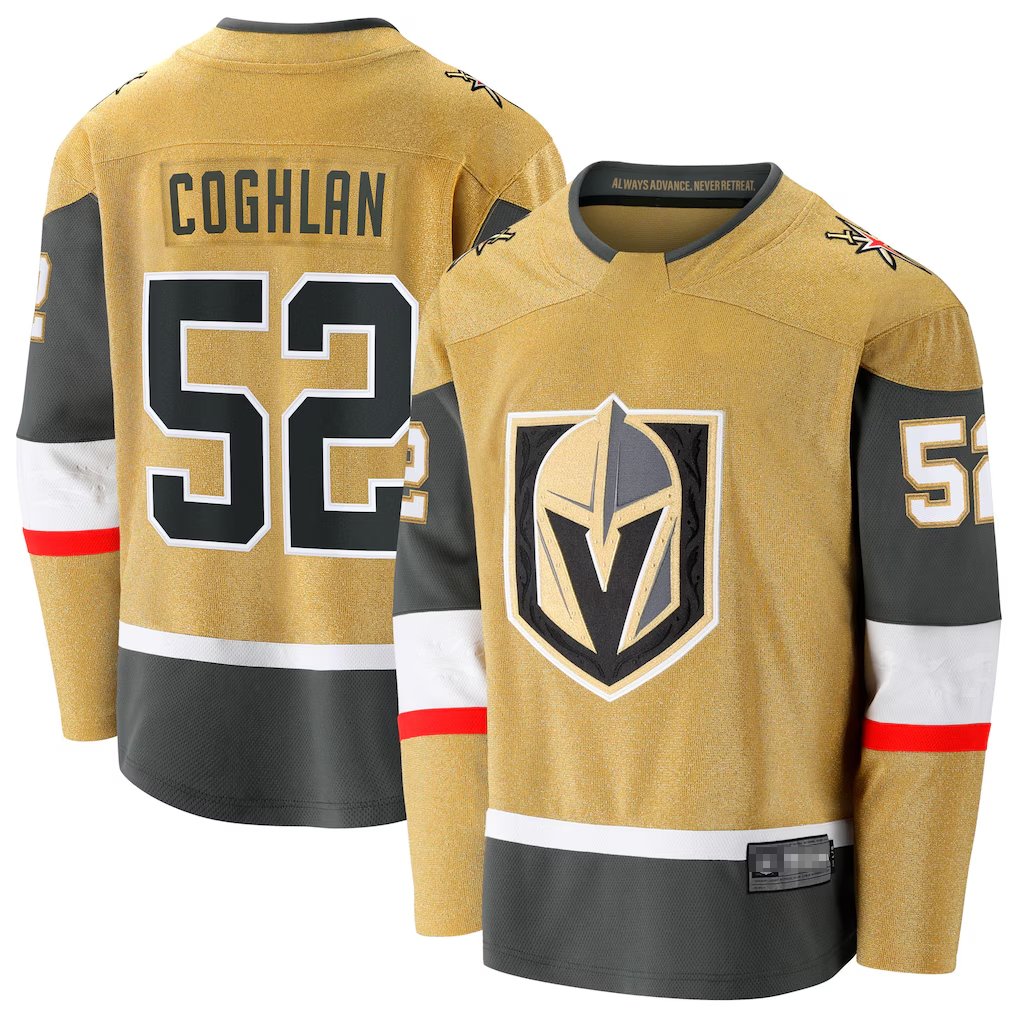 CAdoa V.Golden Knights #52 Dylan Coghlan Gold Home Breakaway Jerseys