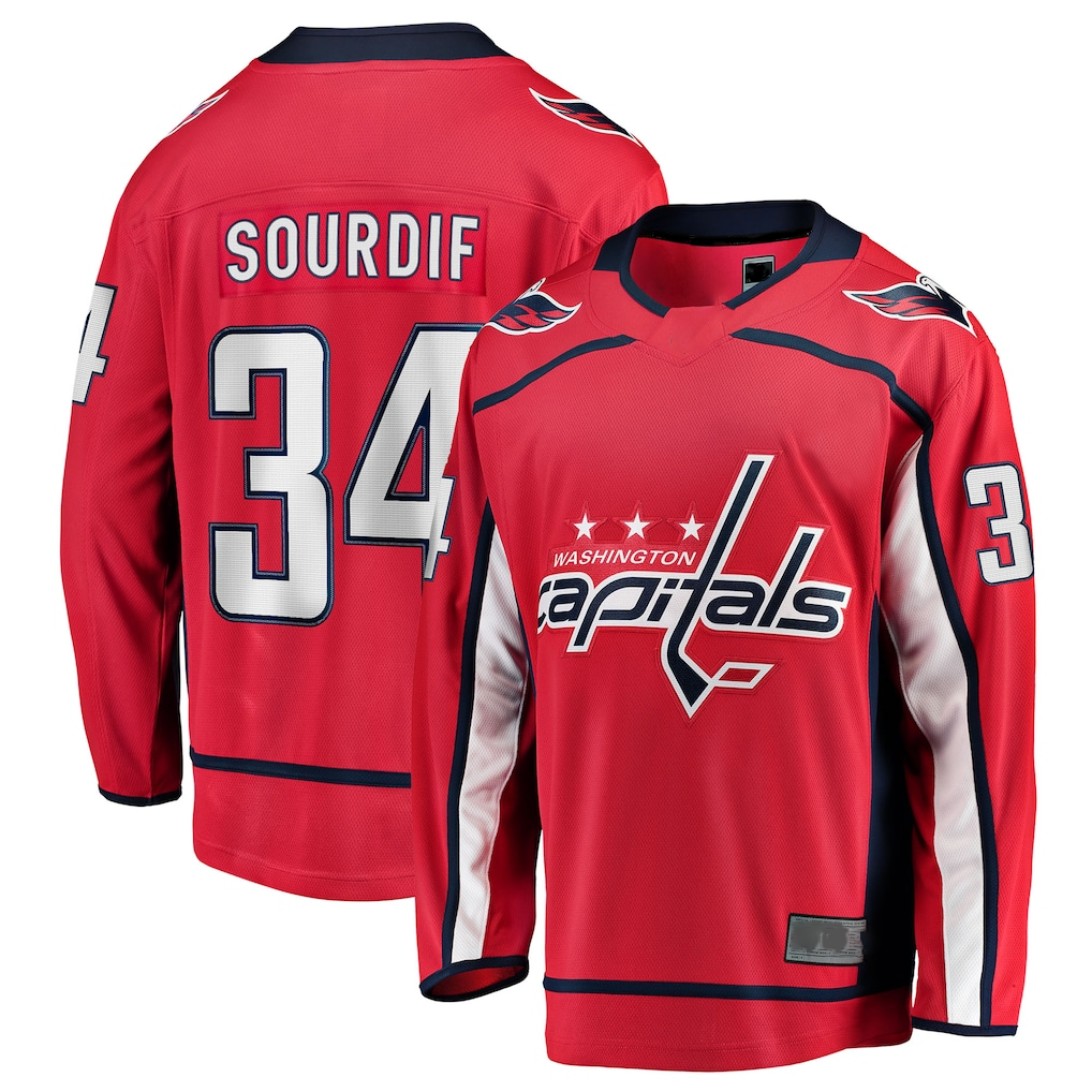 CAdoa W.Capitals #34 Justin Sourdif Red Home Breakaway Jerseys