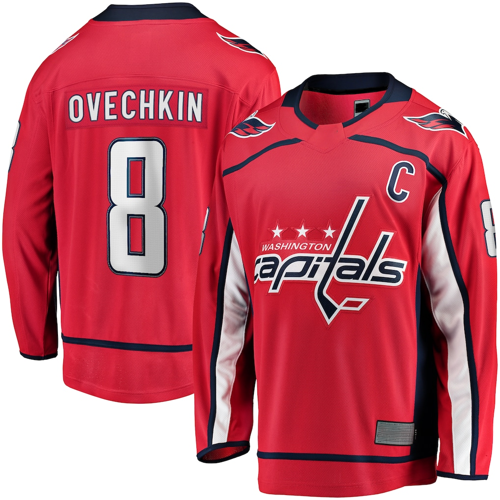 CAdoa W.Capitals #8 Alexander Ovechkin Red Captain Patch Home Breakaway Jerseys