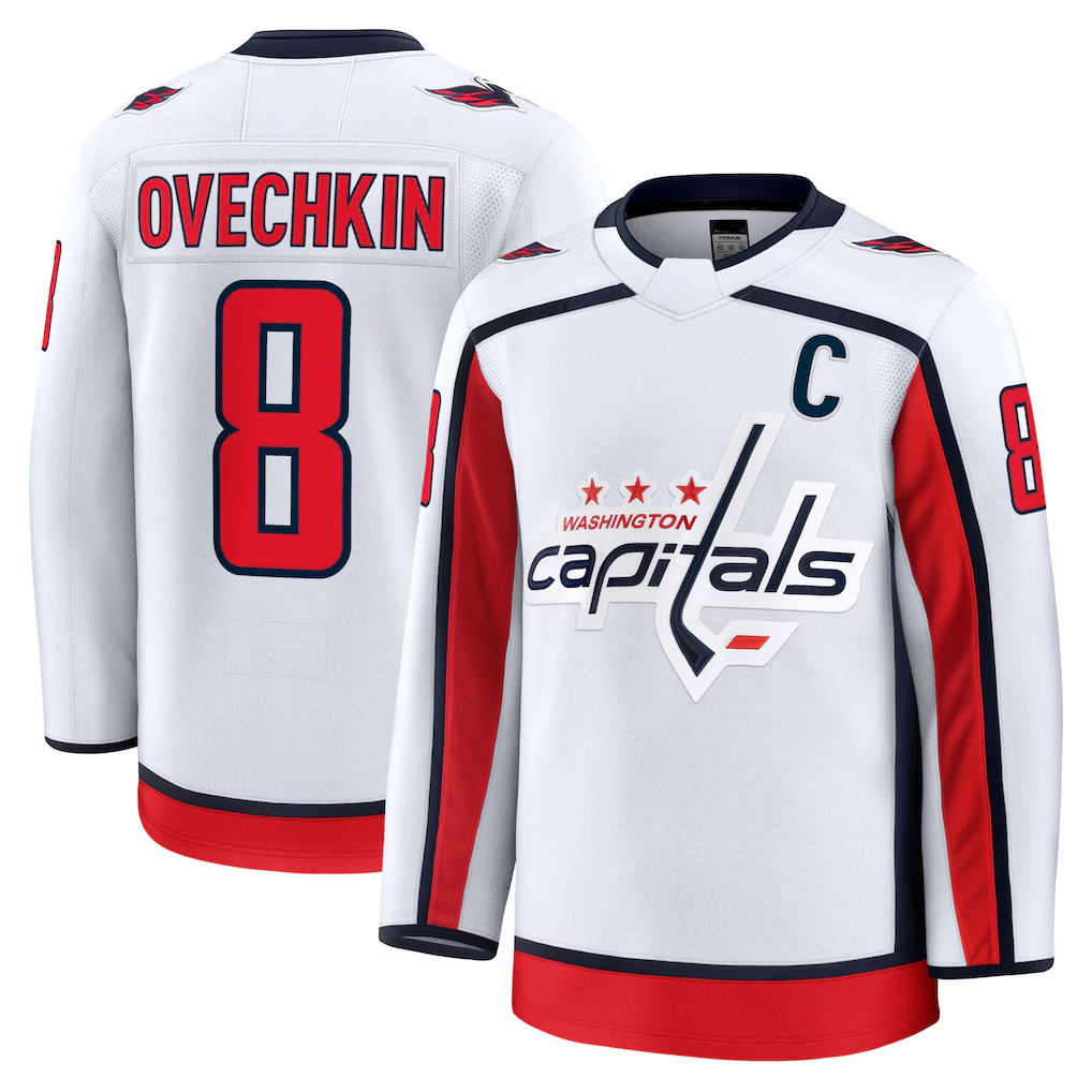 CAdoa W.Capitals #8 Alexander Ovechkin White Away Premium Jerseys
