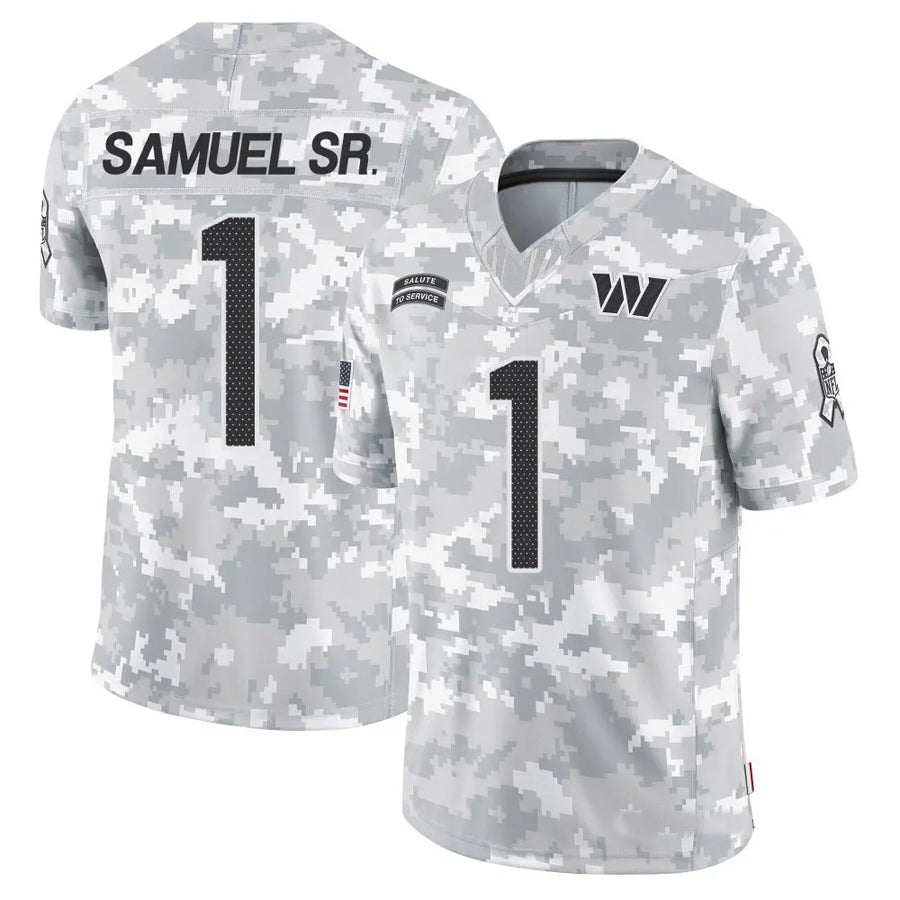 CAdoa W.Commanders #1 Deebo Samuel Sr Player Arctic Camo Salute to Service Limited Football Jerseys
