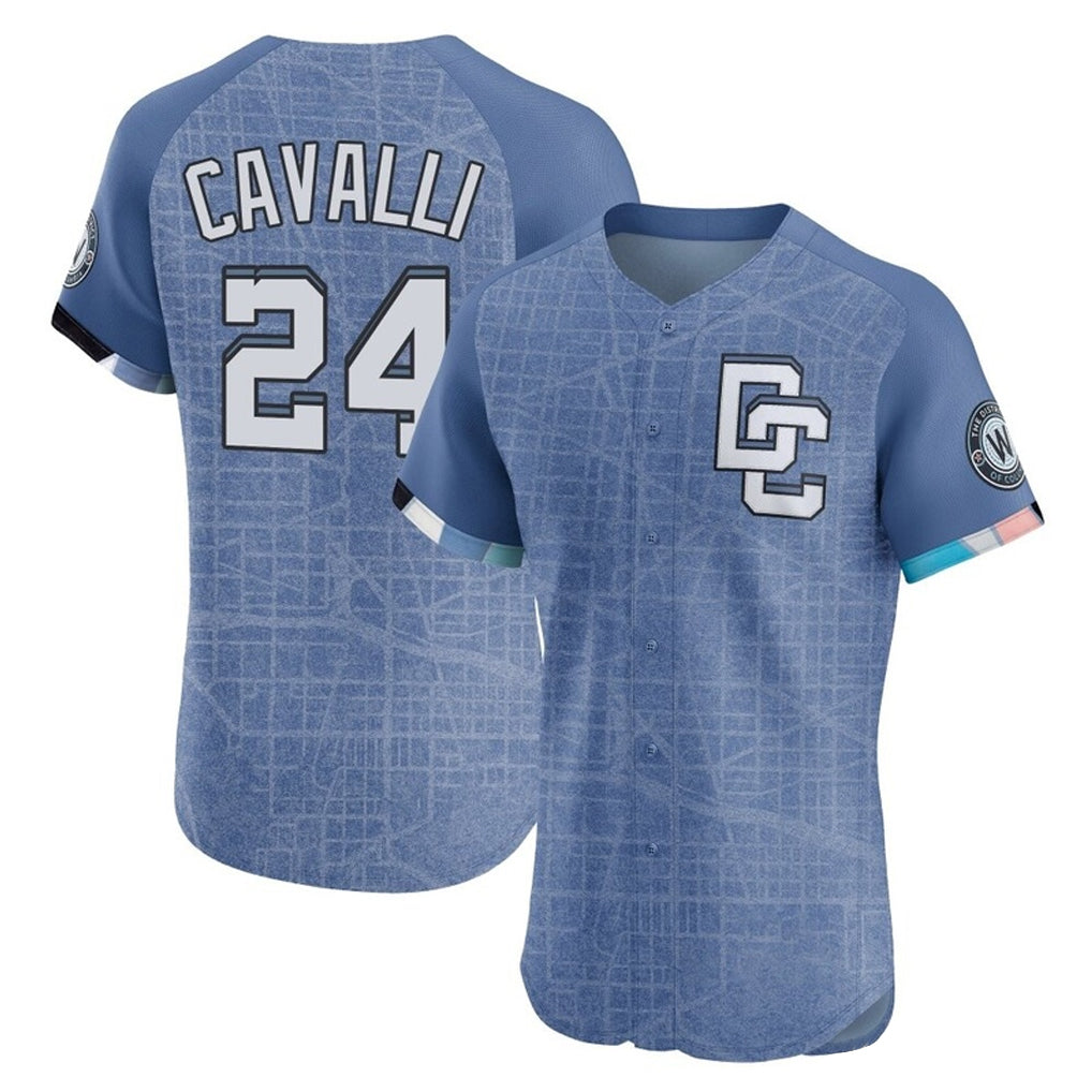 CAdoa W.Nationals #24 Cade Cavalli Player Blue City Connect Elite Limited Stitched Jerseys