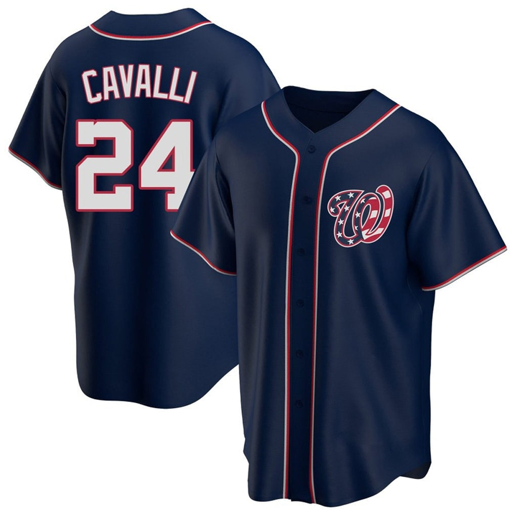 CAdoa W.Nationals #24 Cade Cavalli Player Navy Blue Replica Game Stitched Jerseys