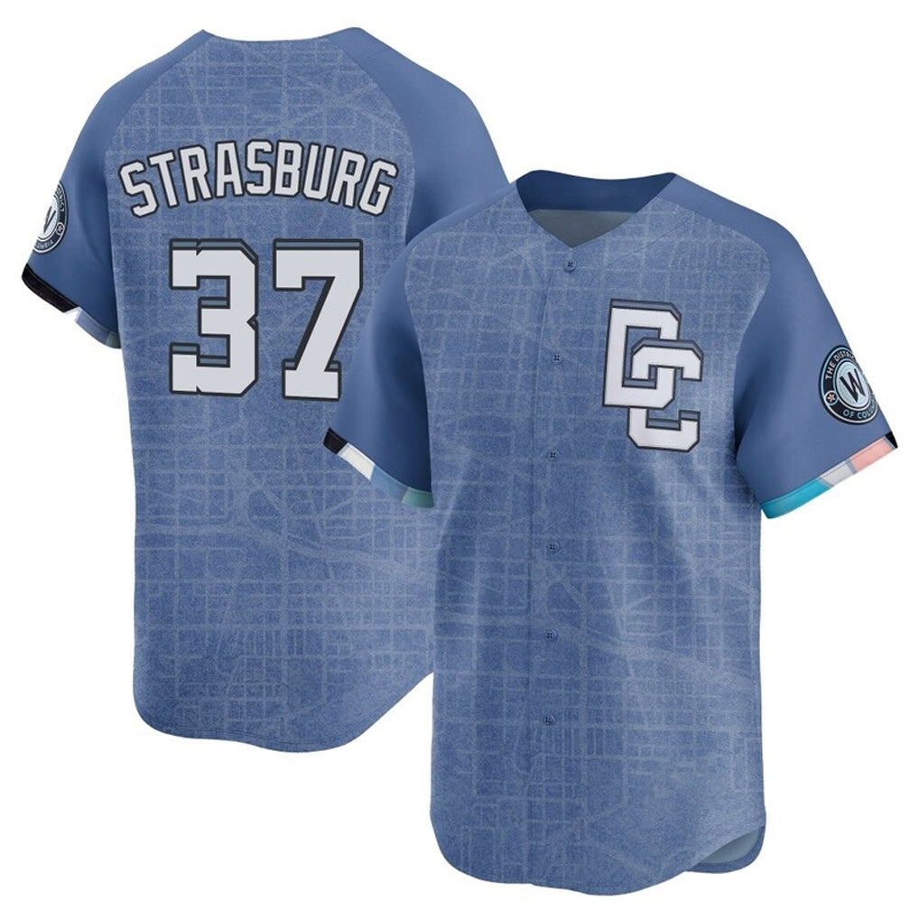 CAdoa W.Nationals #37 Stephen Strasburg Player Blue City Connect Elite Stitched Jerseys