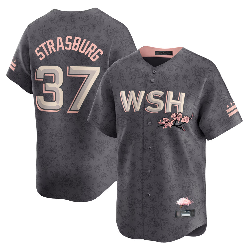 CAdoa W.Nationals #37 Stephen Strasburg Player Gray City Connect Stitched Jerseys