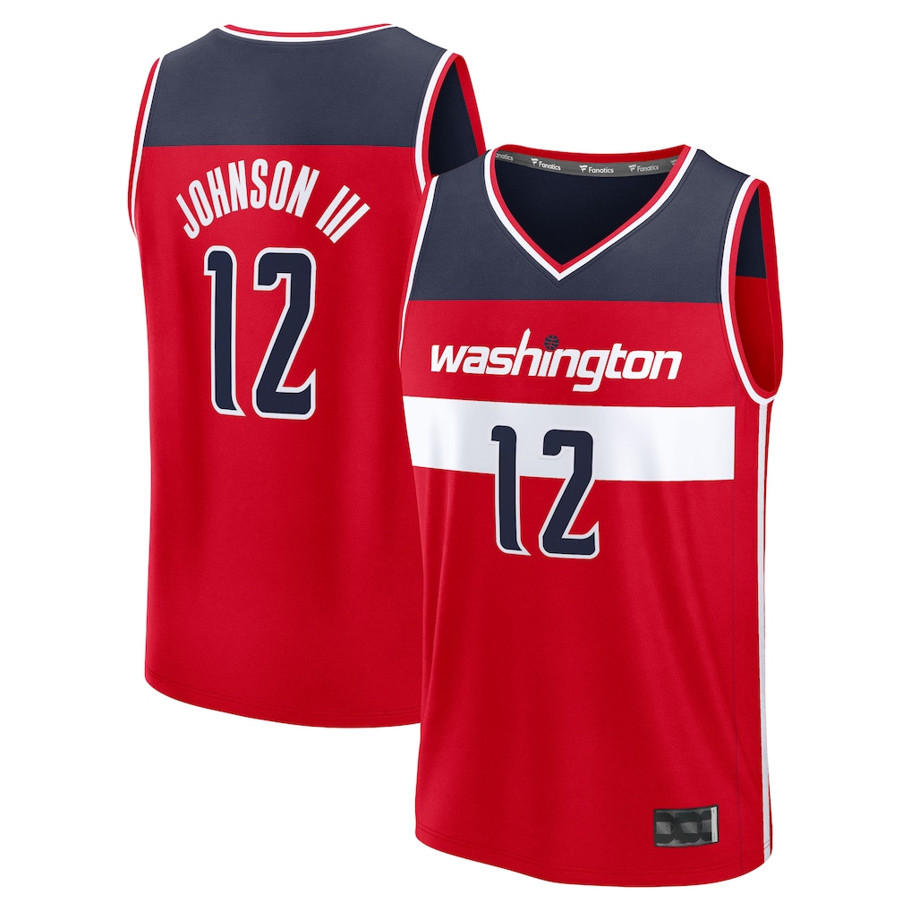 CAdoa W.Wizards #12 Tre Johnson III Red 2025  Draft First Round Pick Fast Break Replica Jerseys - Icon Edition