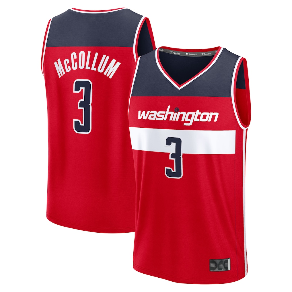 CAdoa W.Wizards #3 CJ McCollum Red Fast Break Replica Player Jerseys - Icon Edition