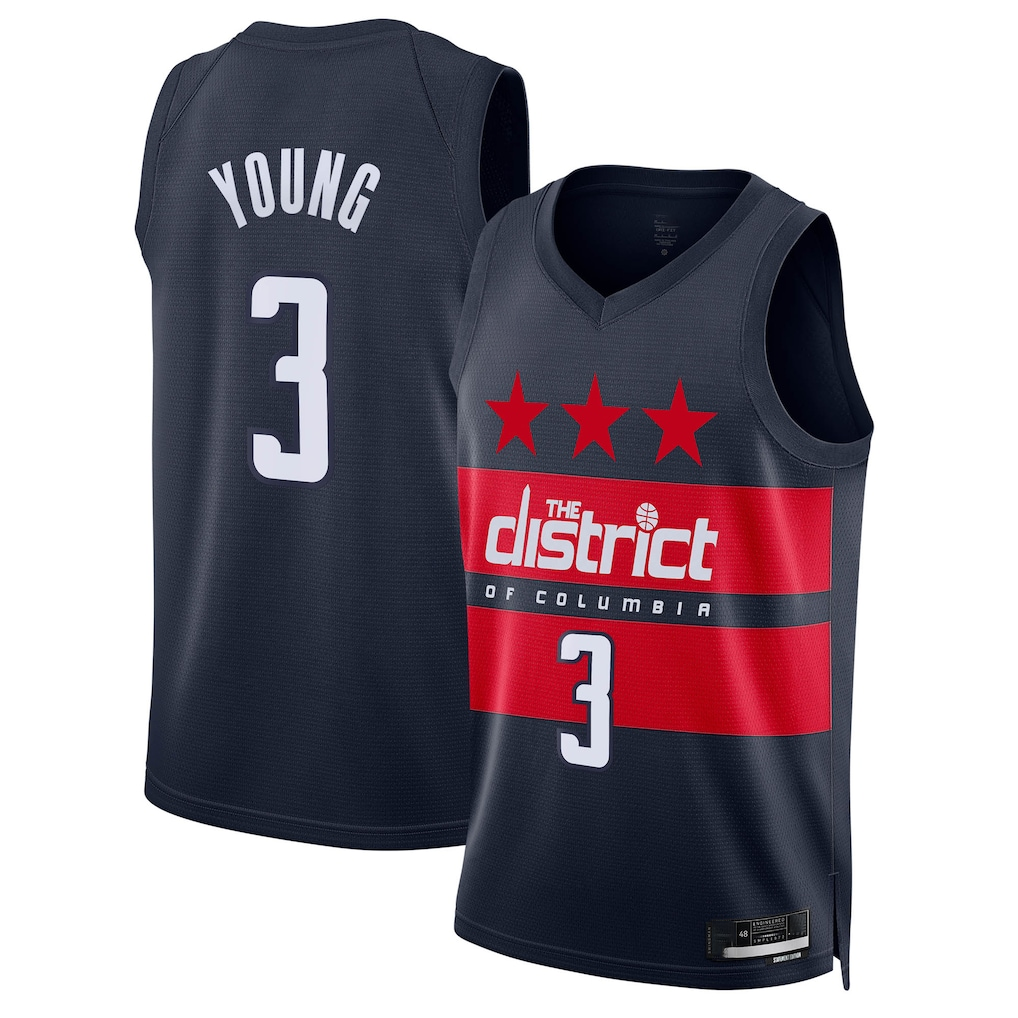 CAdoa W.Wizards #3 Trae Young Navy Swingman Jerseys - Statement Edition