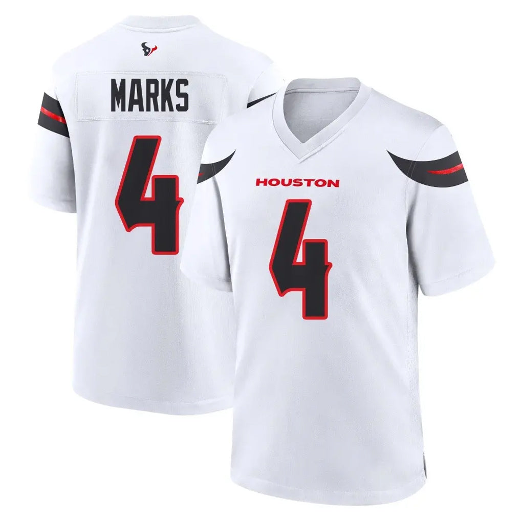 H.Texans #4 Woody Marks Player White Home Game CAdoa Stitched Jerseys