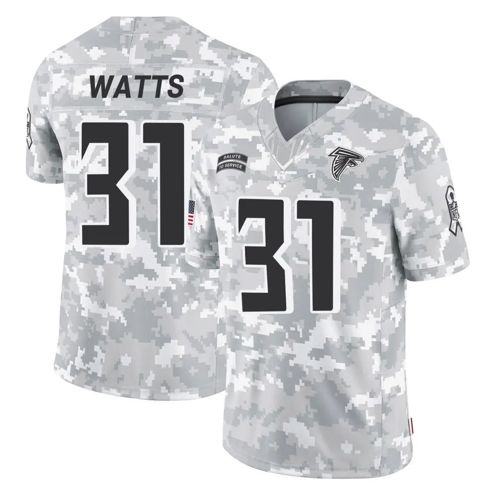 A.Falcons #31 Xavier Watts Player Camo Salute to Service Limited CAdoa Stitched Jerseys