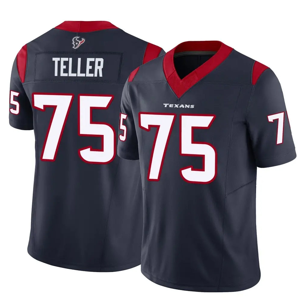 H.Texans #75 Wyatt Teller Player Navy Limited Vapor F.U.S.E. Home Game CAdoa Stitched Jerseys