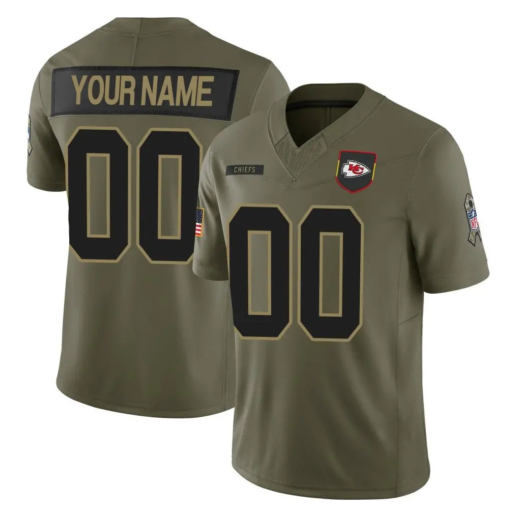 Custom KC.Chiefs Olive 2025 Salute To Service Limited Game Any Name & Numbers CAdoa Stitched Jerseys