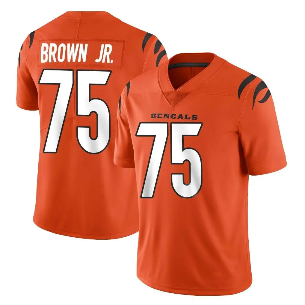 C.Bengals #75 Orlando Brown Jr. Player Orange Vapor Untouchable Limited Home Game CAdoa Stitched Jerseys
