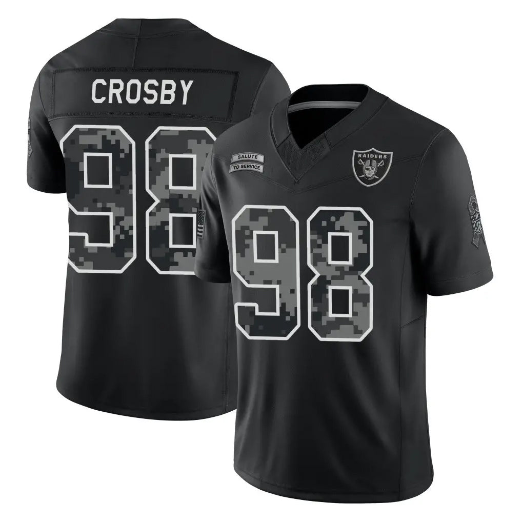 LV.Raiders #98 Maxx Crosby Player Black Limited 2026 Salute to Service Home Game Stitched Jerseys