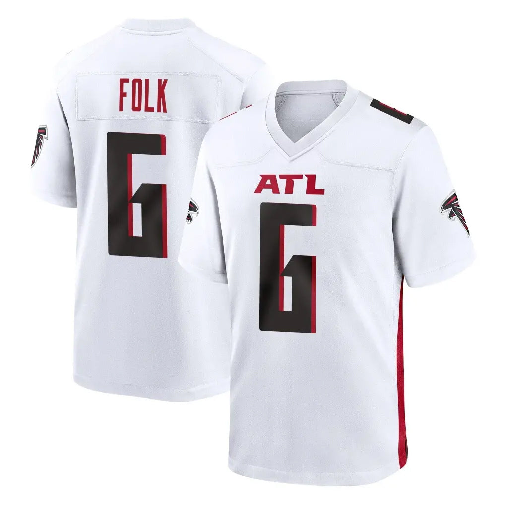 A.Falcons #6 Nick Folk Player White Home Game CAdoa Stitched Jerseys