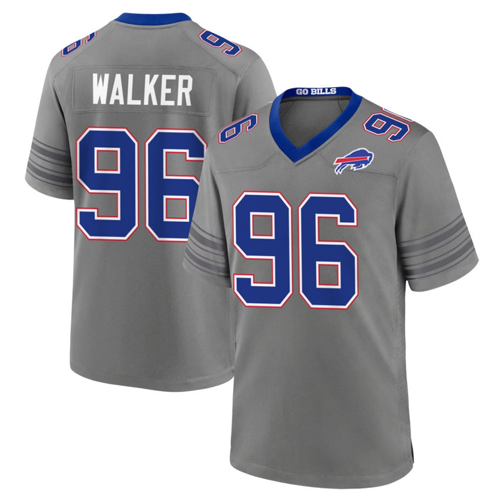 B.Bills #96 Deone Walker Player Gray Nickel City Home Game CAdoa Stitched Jerseys
