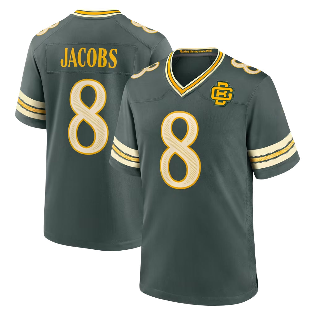 GB.Packers #8 Josh Jacobs Player Green 2026 Rivalries Collection Home Game CAdoa Stitched Jerseys