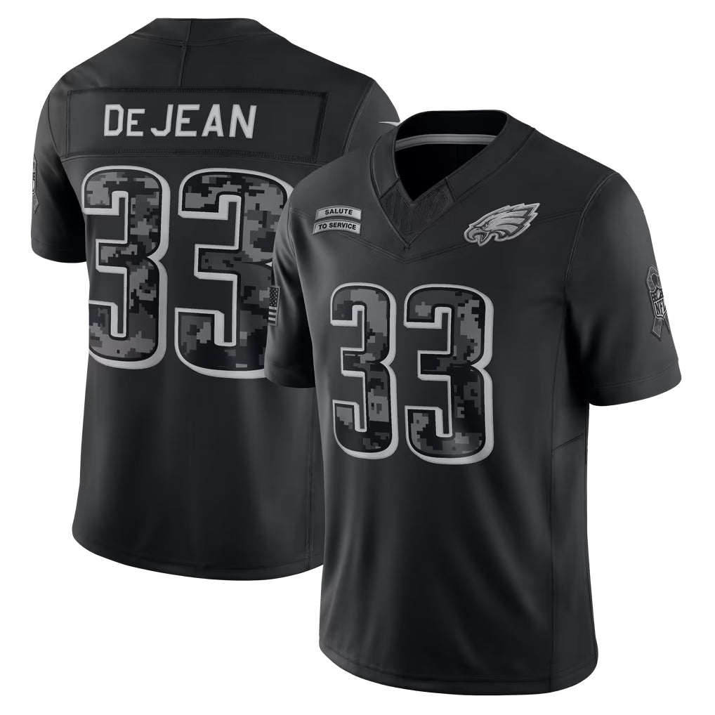 CAdoa P.Eagles #33 Cooper DeJean Player Black Limited 2026 Salute to Service Home Game Stitched Jerseys