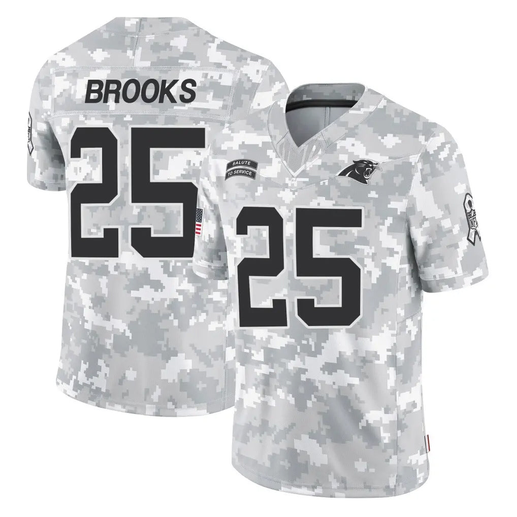 C.Panthers #25 Jonathon Brooks Player Arctic Camo Salute to Service Limited Game CAdoa Stitched Jerseys