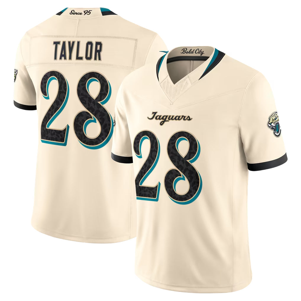 J.Jaguars #28 Fred Taylor Player Natural Limited 2026 Rivalries Collection Game CAdoa Stitched Jerseys