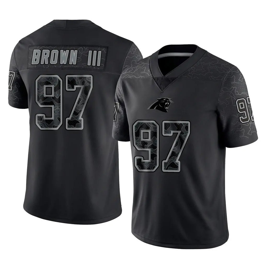 C.Panthers #97 Bobby Brown III Player Black Limited Reflective Game CAdoa Stitched Jerseys