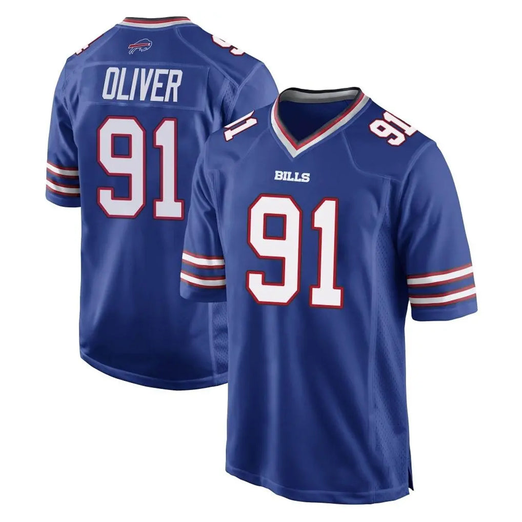 B.Bills #91 Ed Oliver Player Royal Home Game CAdoa Stitched Jerseys