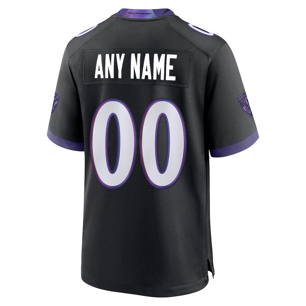 Custom B.Ravens Black Home Game Any Name & Numbers CAdoa Stitched Jerseys