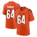 C.Bengals #64 Ted Karras Player Orange Home Game CAdoa Stitched Jerseys