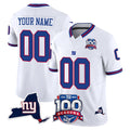 Custom NY.Giants White 100th Season & State Patch Vapor Limited Home Game Any Name & Numbers CAdoa Stitched Jerseys