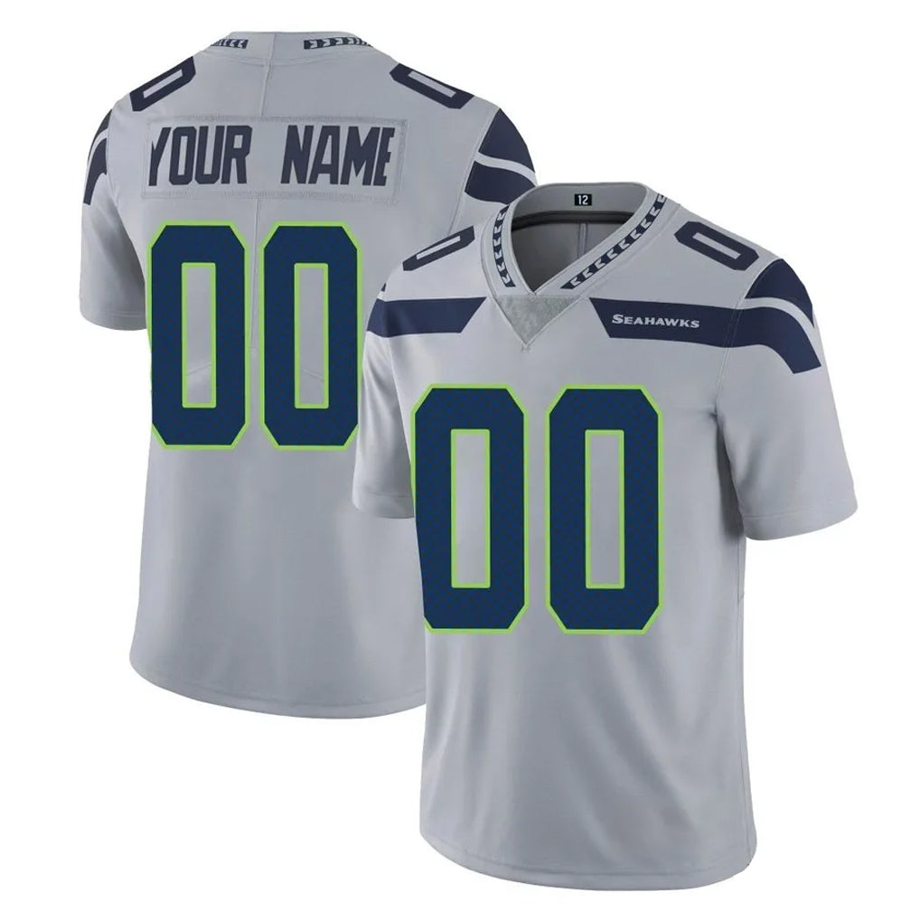 Custom S.Seahawks Gray Limited Vapor Untouchable Home Game Any Name & Numbers CAdoa Stitched Jerseys