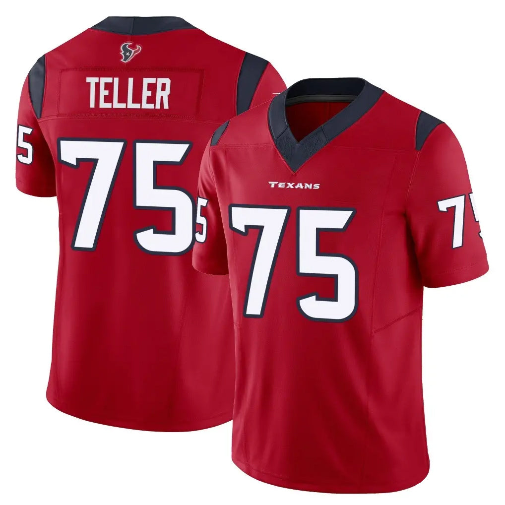 H.Texans #75 Wyatt Teller Player Red Limited Vapor F.U.S.E. Home Game CAdoa Stitched Jerseys