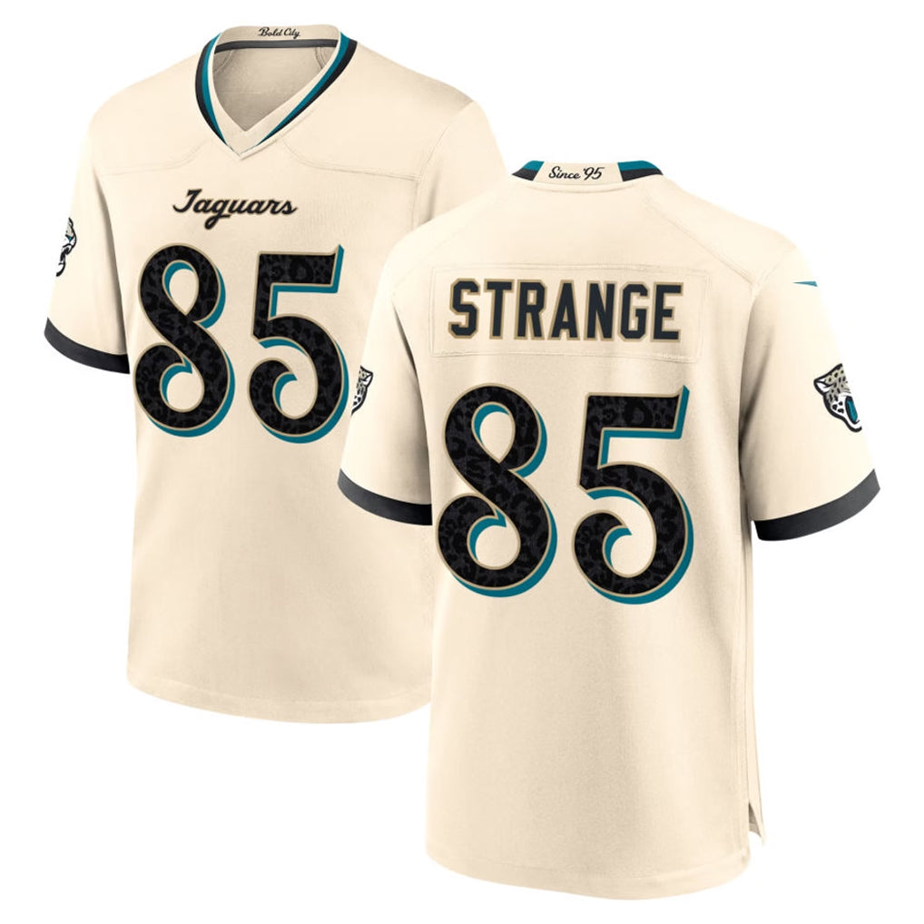 J.Jaguars #85 Brenton Strange Player Natural 2026 Rivalries Collection Game CAdoa Stitched Jerseys
