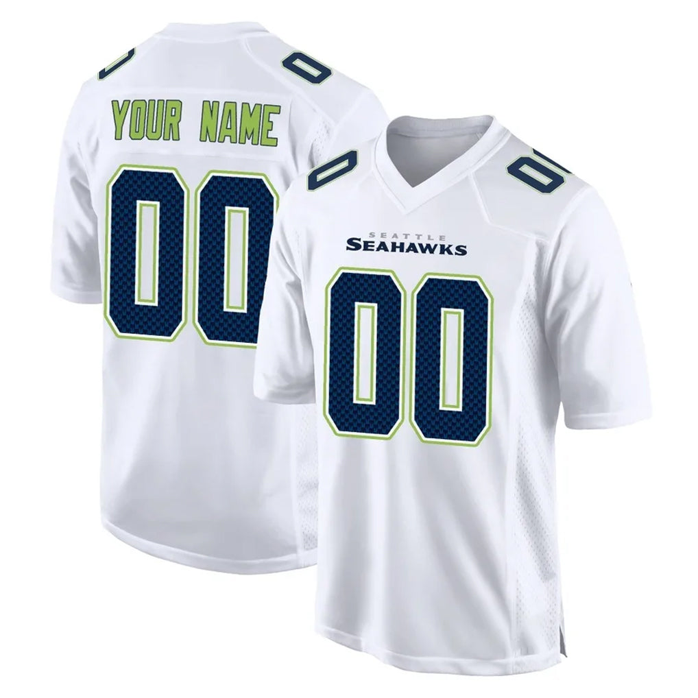 Custom S.Seahawks White Tundra Fashion Home Game Any Name & Numbers CAdoa Stitched Jerseys