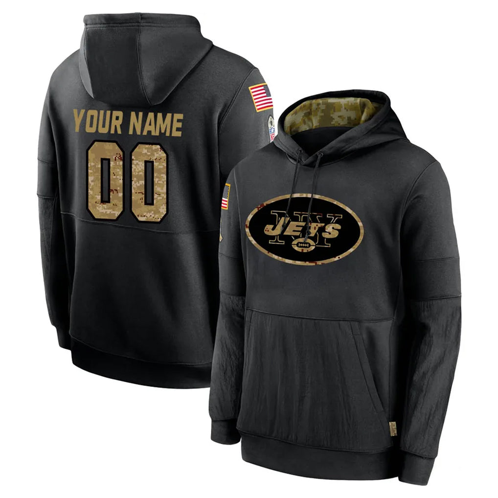 Custom NY.Jets Black Salute to Service Hoodies Limited Game Any Name & Numbers CAdoa Stitched Jerseys