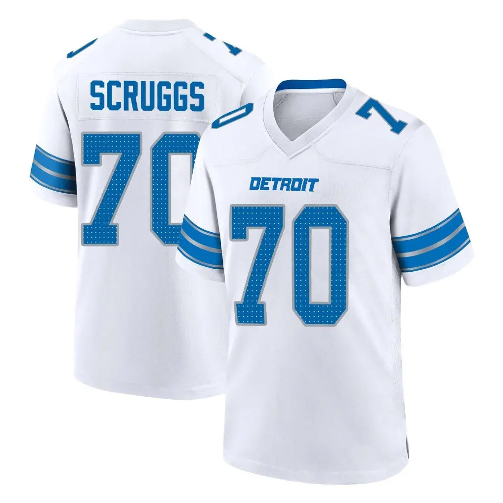 D.Lions #70 Juice Scruggs Player White Alternate Home Game CAdoa Stitched Jerseys