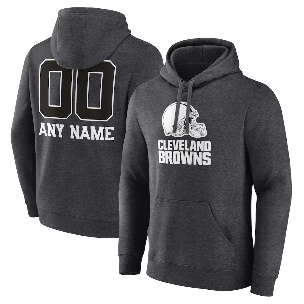 Custom C.Browns Charcoal Primetime Logo Hoodie Any Name & Numbers CAdoa Stitched Jerseys