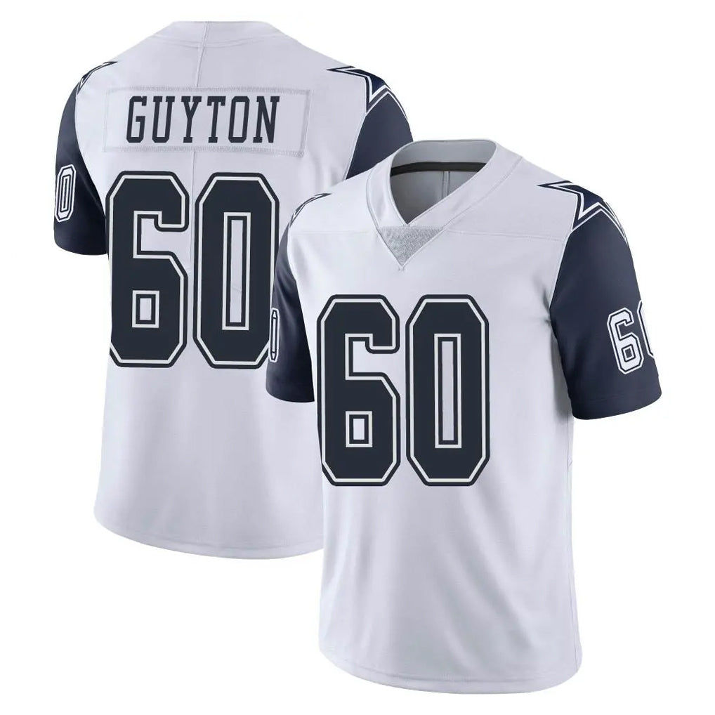 D.Cowboys #60 Tyler Guyton Player White-Navy Limited Color Rush Vapor Untouchable Home Game CAdoa Stitched Jerseys